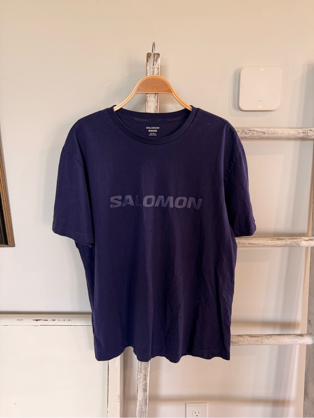 Solomon Mens Large Short Sleeve T-shirt Purple Logo Spellout Running Athletic